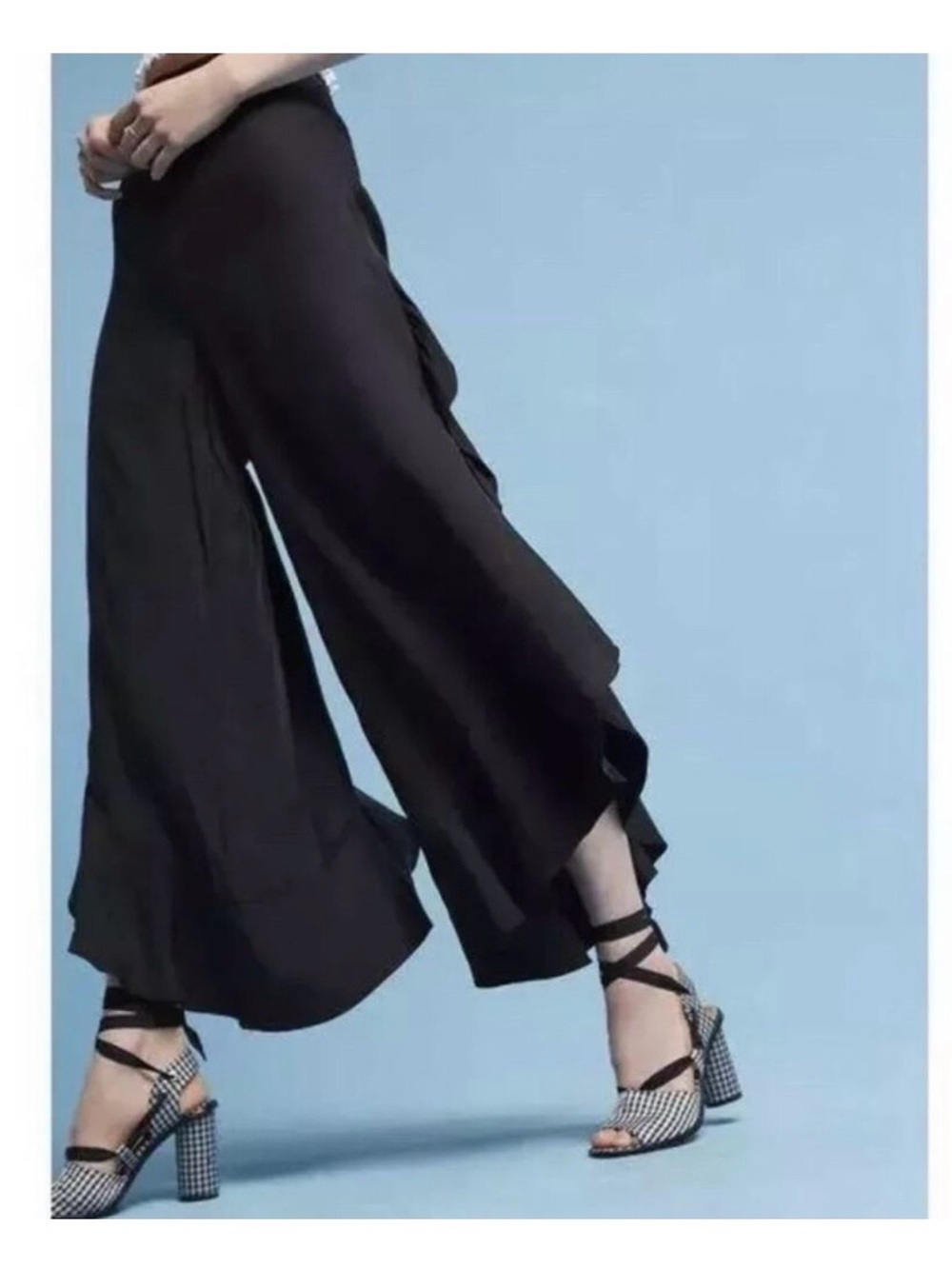 Anthropologie x elevenses Antilles Ruffle Pants size 4, black EUC